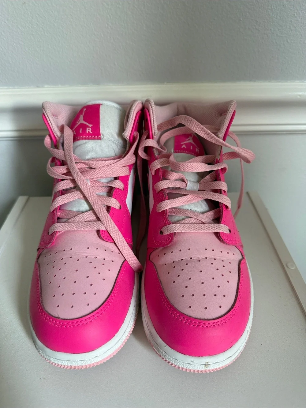 Jordan Mid-Top Sneakers in Hot Pink and Light Pink